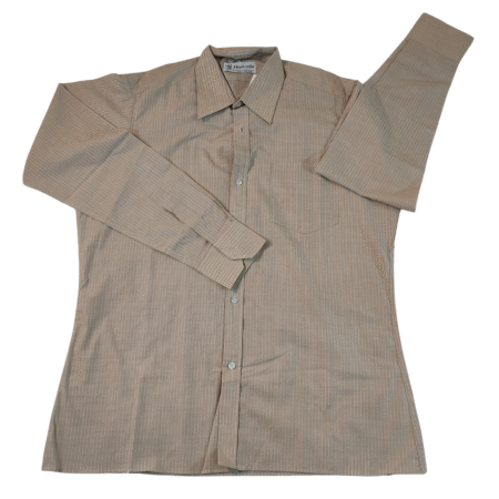 Large - Hepworths Men Brown Stripped Long Sleeves Shirt