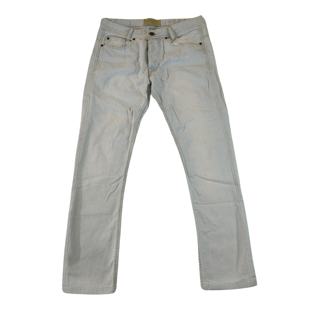 Waist 32 -Bershka Blue Straight Jeans