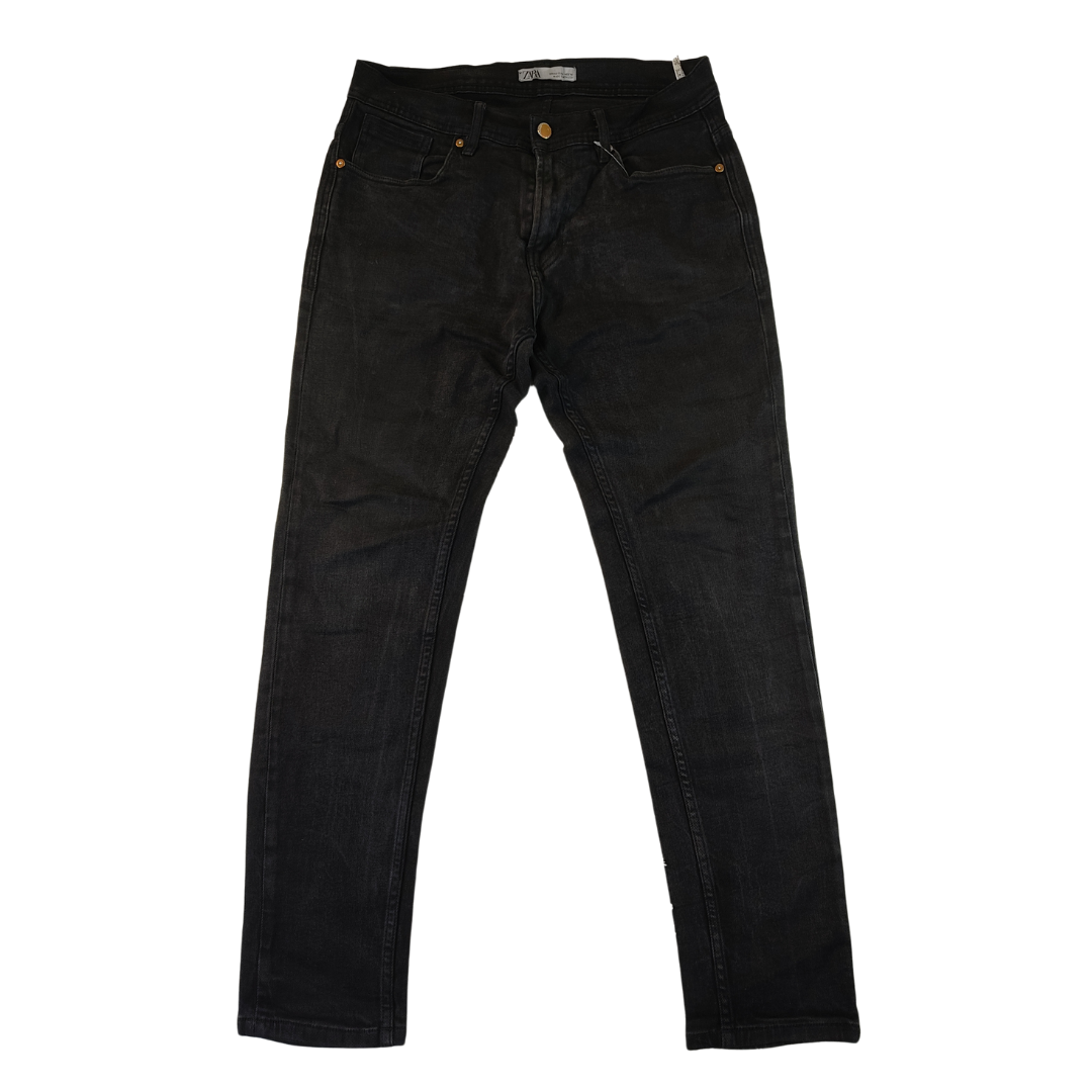 Large - Zara Black Stretchy Skinny Mens Jeans