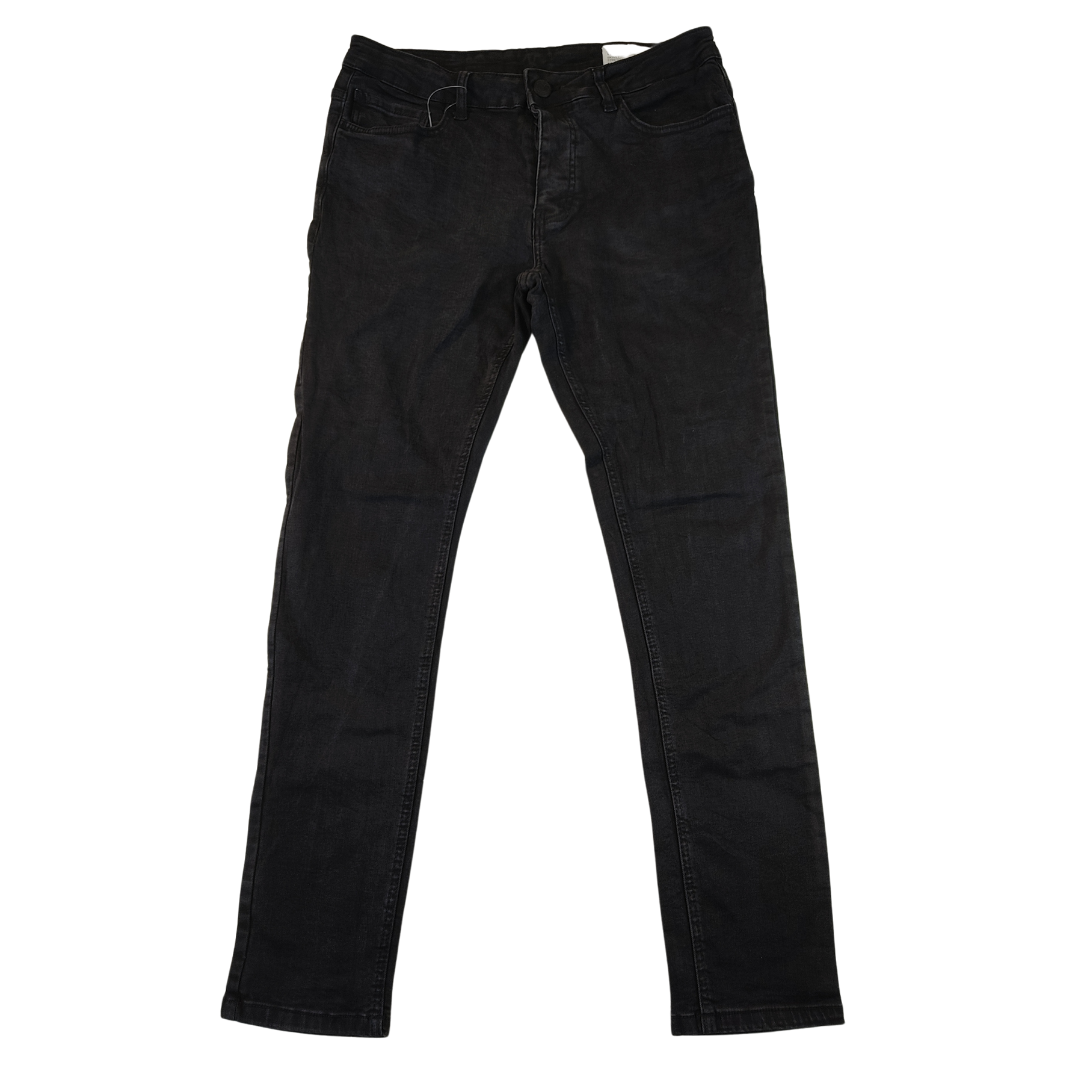 Large - Denim Co Black Stretchy Skinny Mens Jeans
