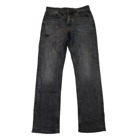 Medium - River Island Black Wash Ripped Straight Leg Mens Jeans
