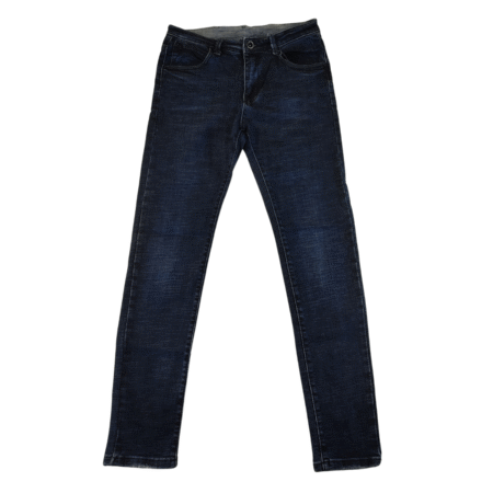 Small - Denim Blue Ripped Leg Stretchy Skinny Mens Jeans