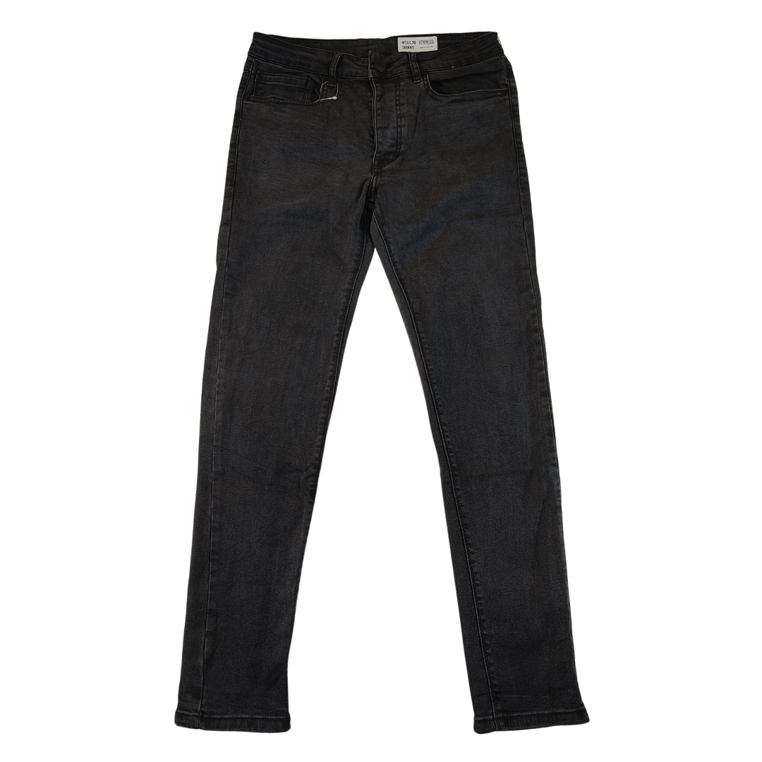 Small - Denim Co Black Wash Stretchy Skinny Mens Jeans