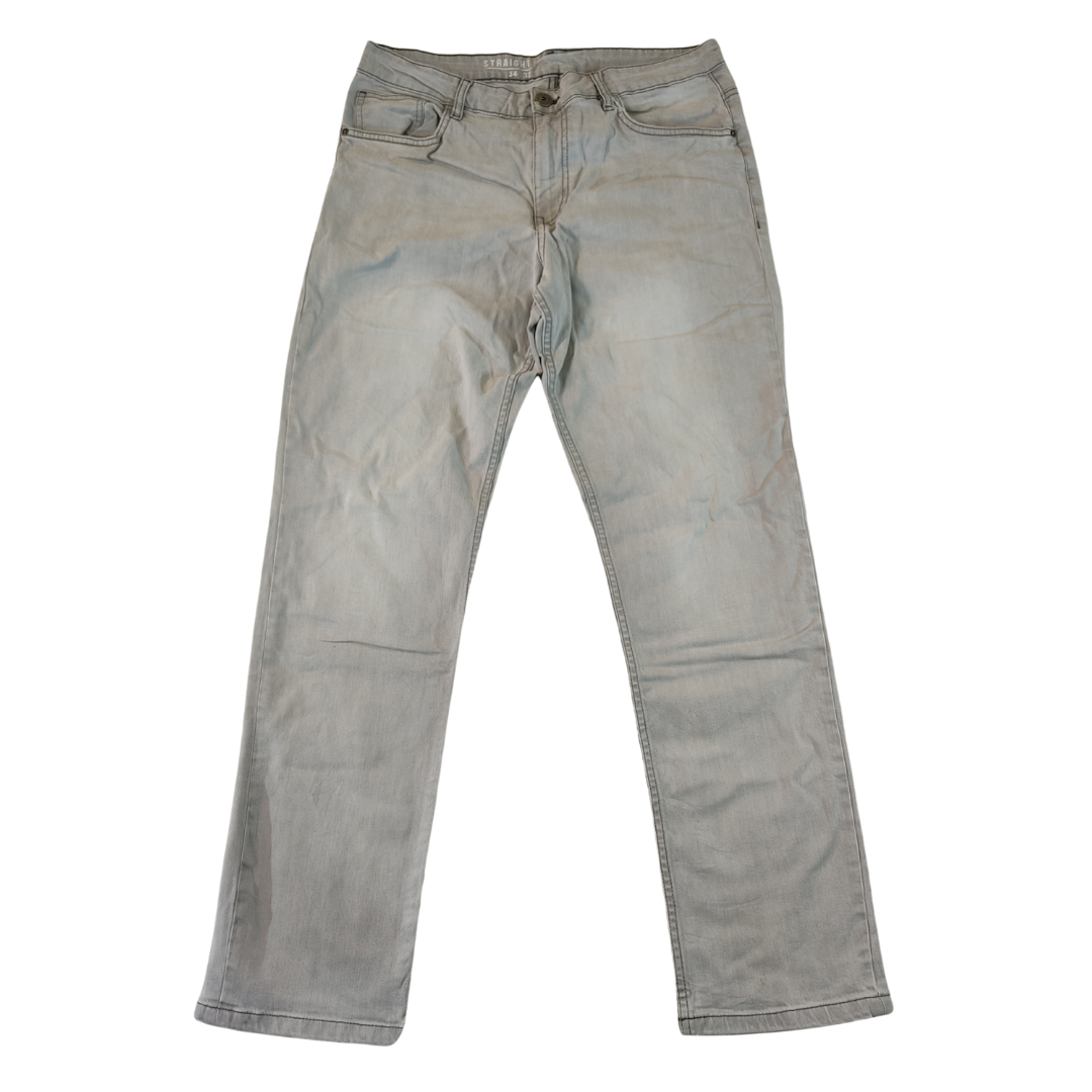 Large - George Grey Straight Leg Mens Jeans