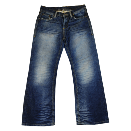 Large - River Island Blue Wash Ripped Straight Leg Mens Jeans