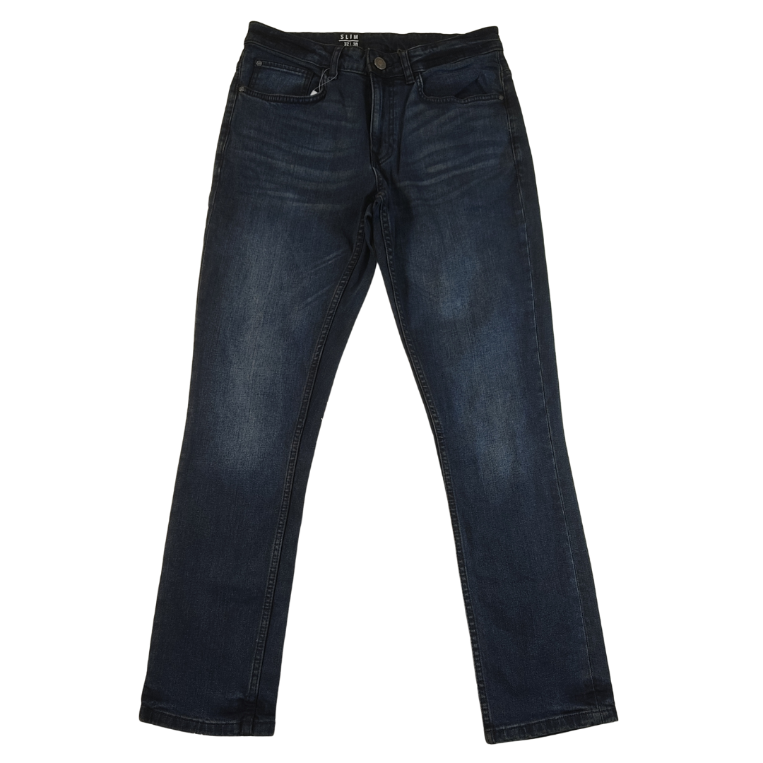 Medium - Slim Blue Black Straight Leg Mens Jeans