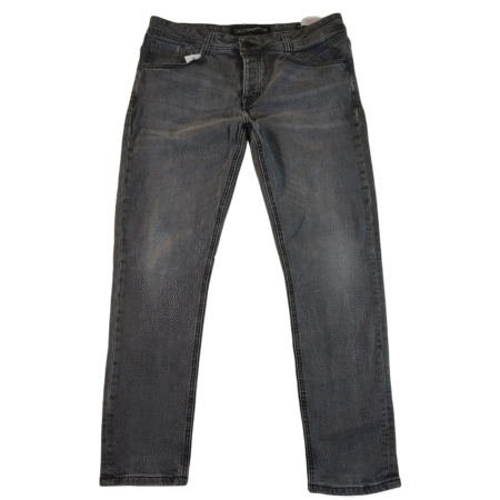 XL - Crosshatch Grey Wash Straight Leg Mens Jeans